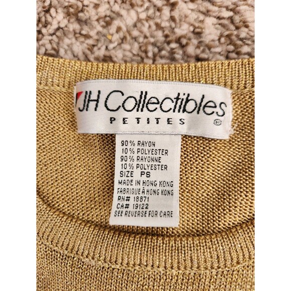JH COLLECTIBLES PETITES VINTAGE Gold Sparkle Thread Party Top Size PS Holiday - Picture 4 of 6